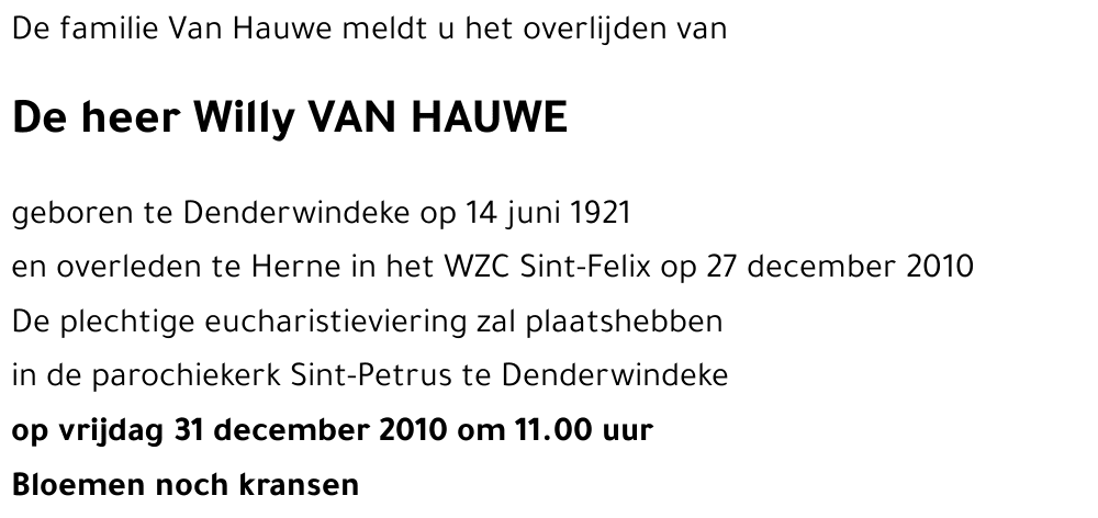 Willy VAN HAUWE