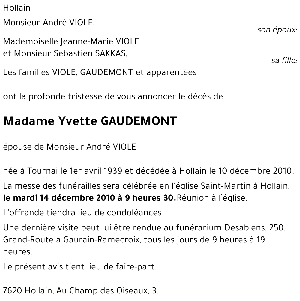 Yvette GAUDEMONT