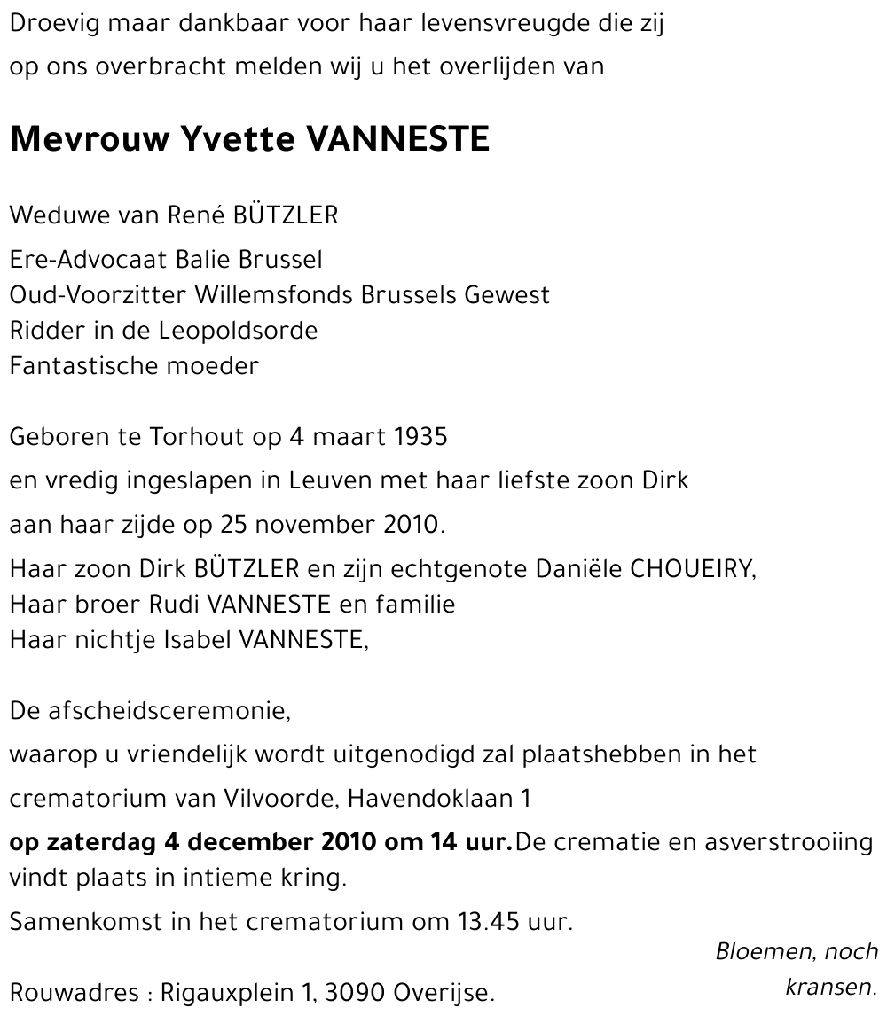 Yvette VANNESTE