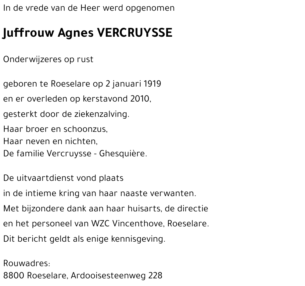 Agnes VERCRUYSSE