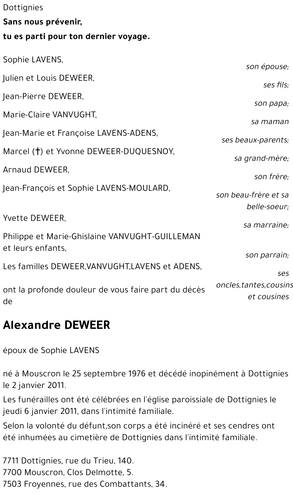 Alexandre DEWEER