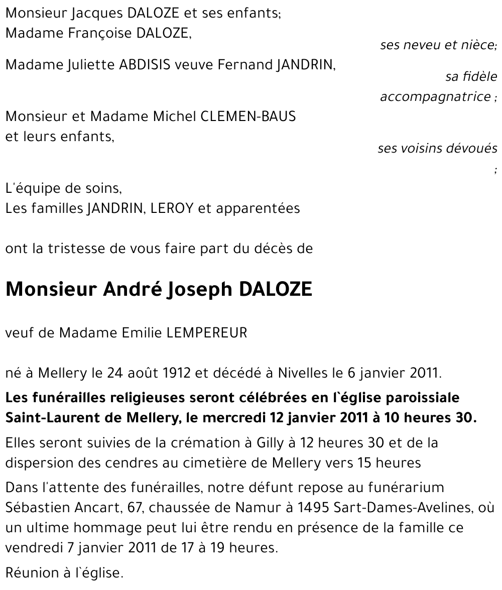 André Joseph DALOZE