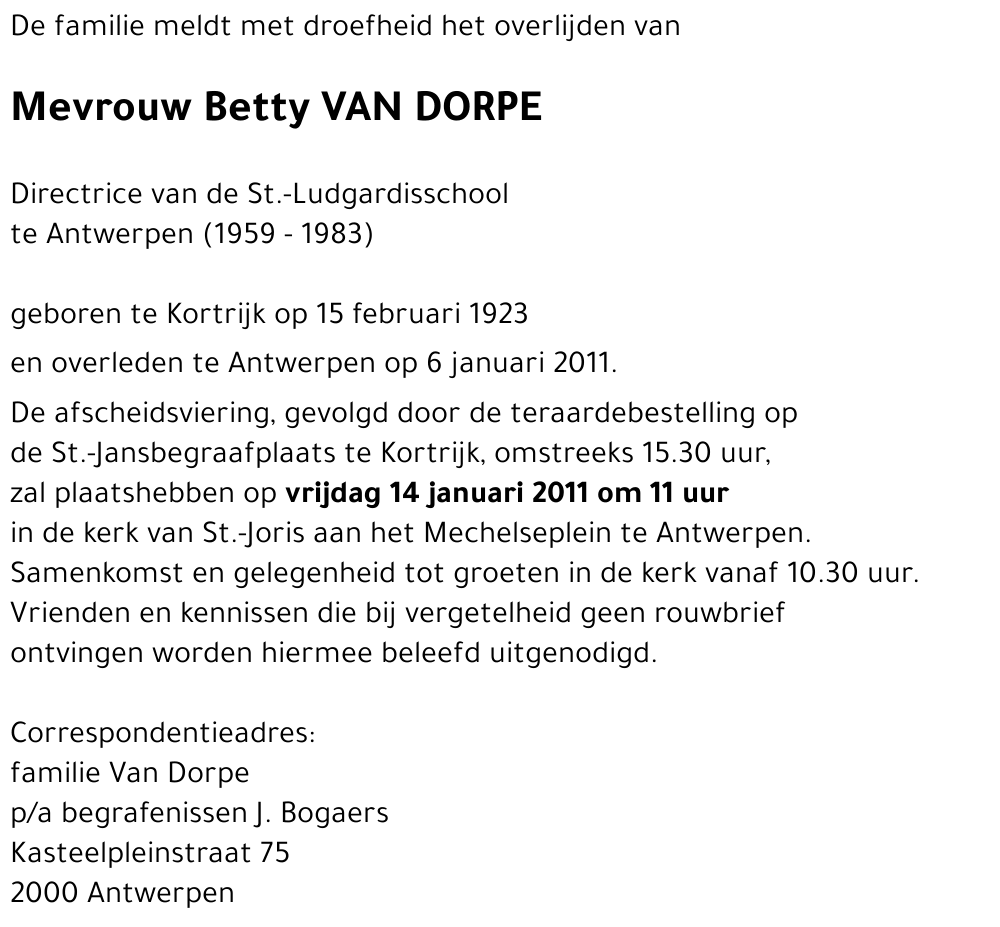 Betty VAN DORPE