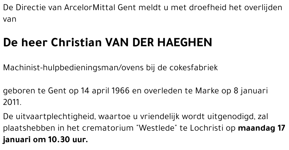Christian VAN DER HAEGHEN