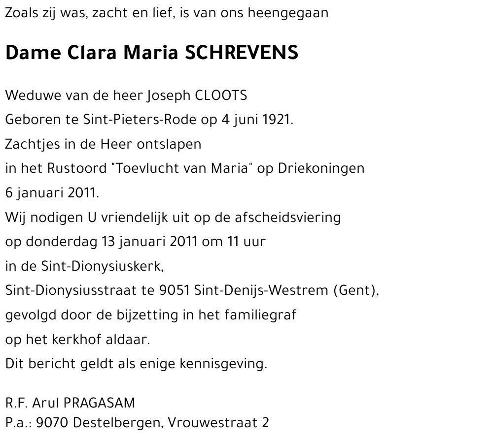 Clara Maria Schrevens