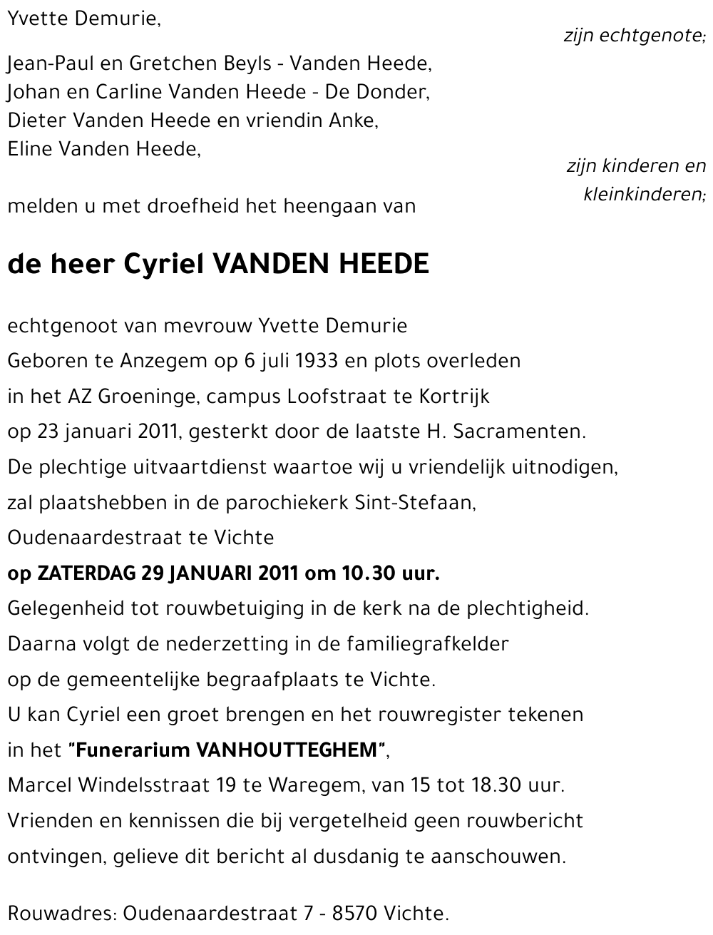 Cyriel VANDEN HEEDE