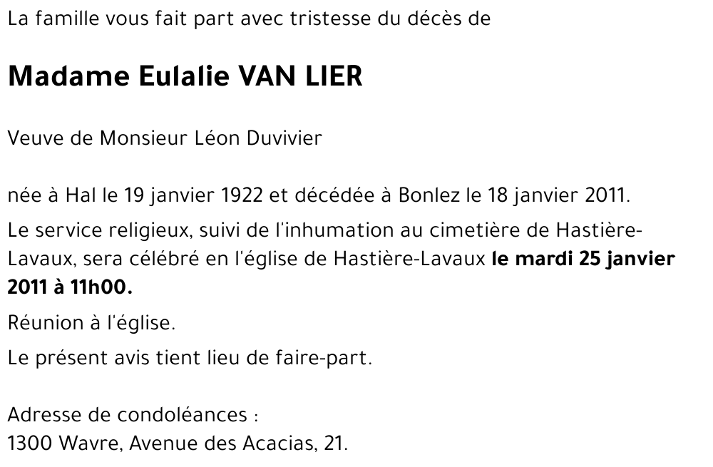 Eulalie VAN LIER
