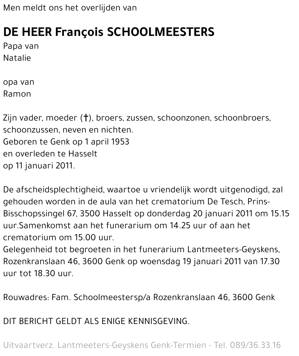 François SCHOOLMEESTERS