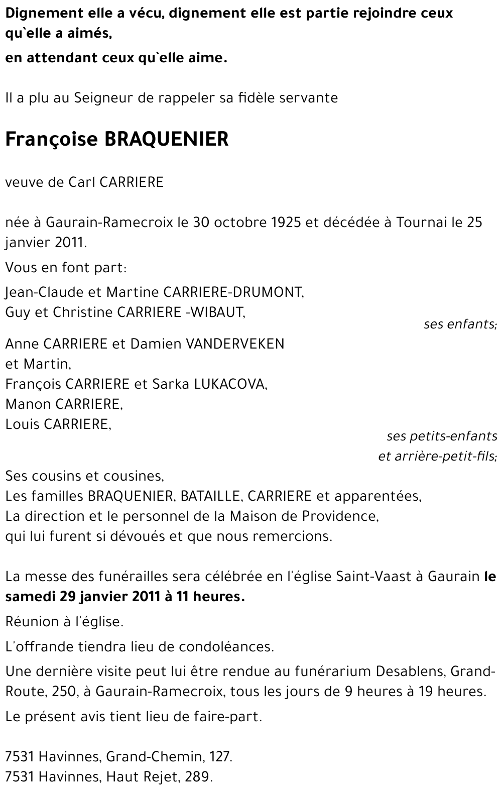 Françoise BRAQUENIER