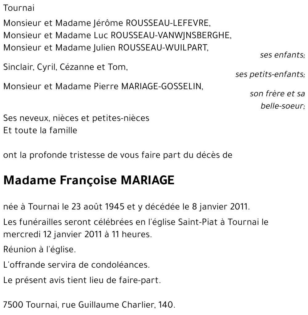 Françoise MARIAGE