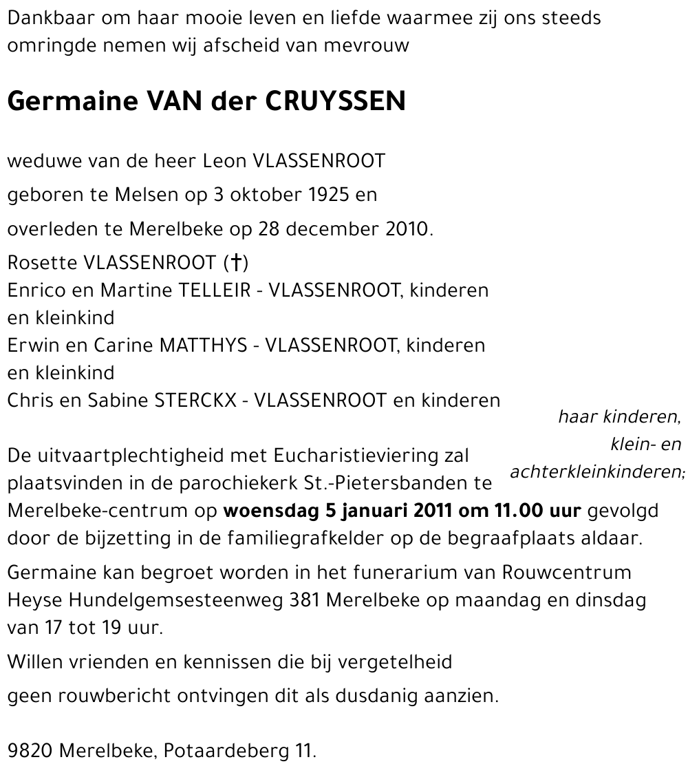 Germaine VAN der CRUYSSEN