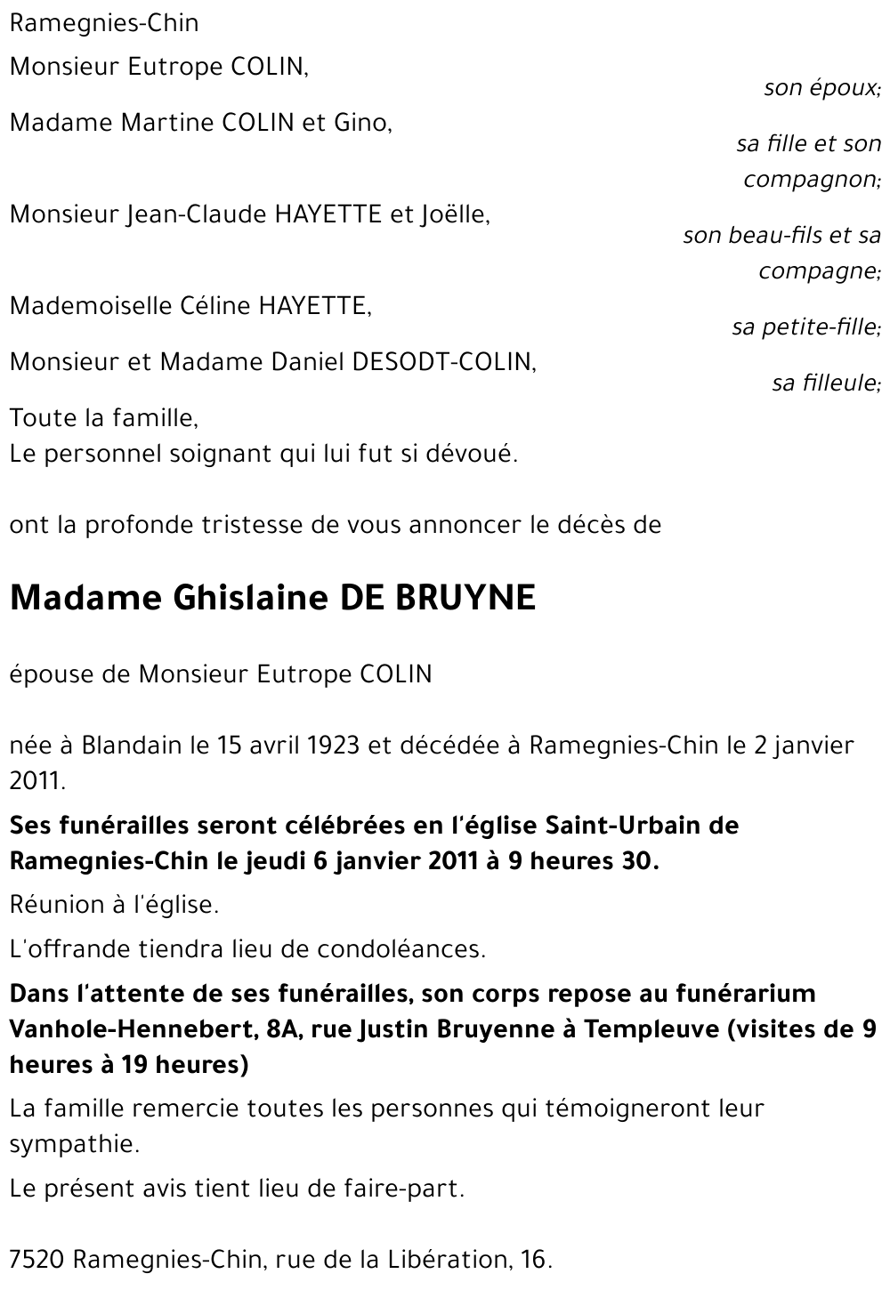Ghislaine DE BRUYNE