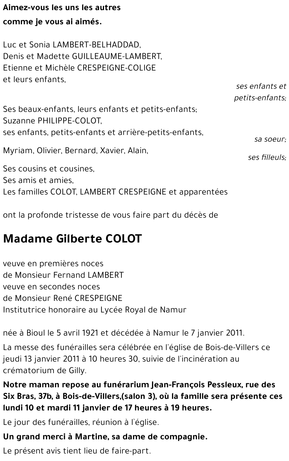 Gilberte COLOT