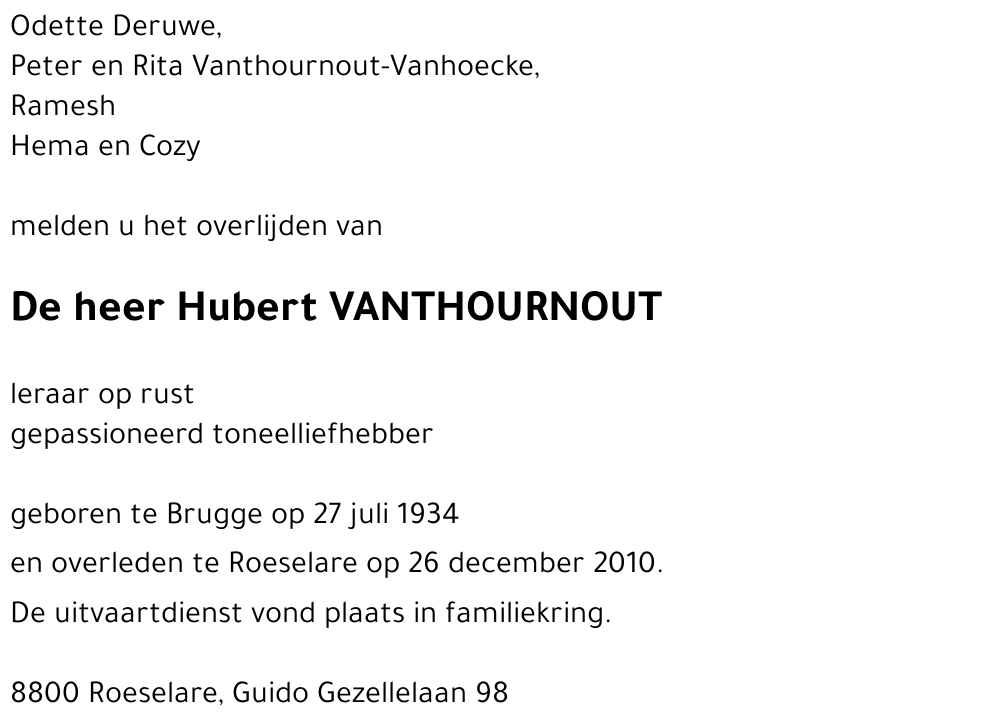 Hubert VANTHOURNOUT