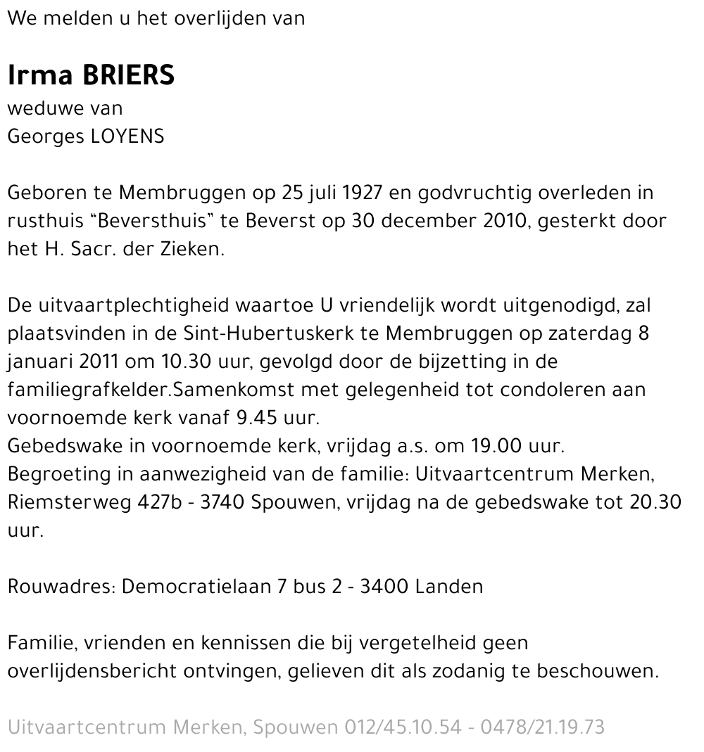 Irma Briers