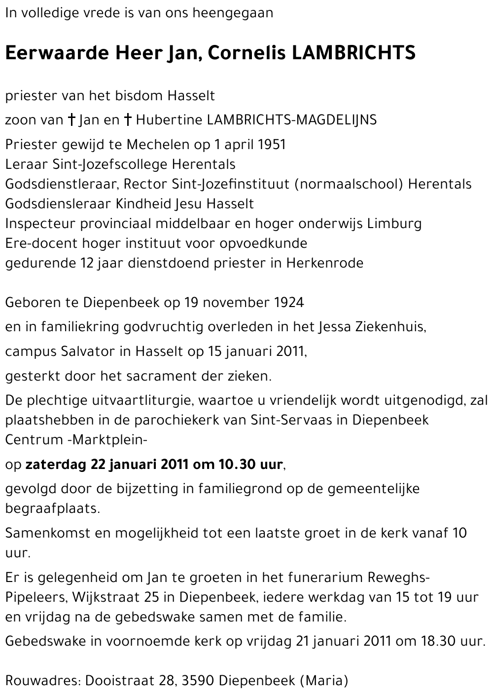 Jan, Cornelis LAMBRICHTS