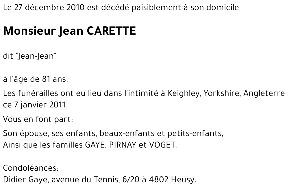 Jean CARETTE