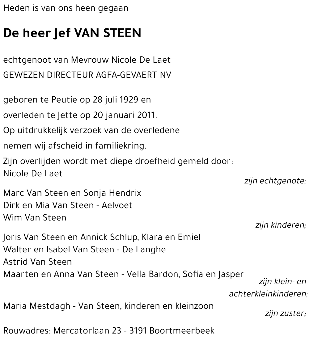 Jef VAN STEEN