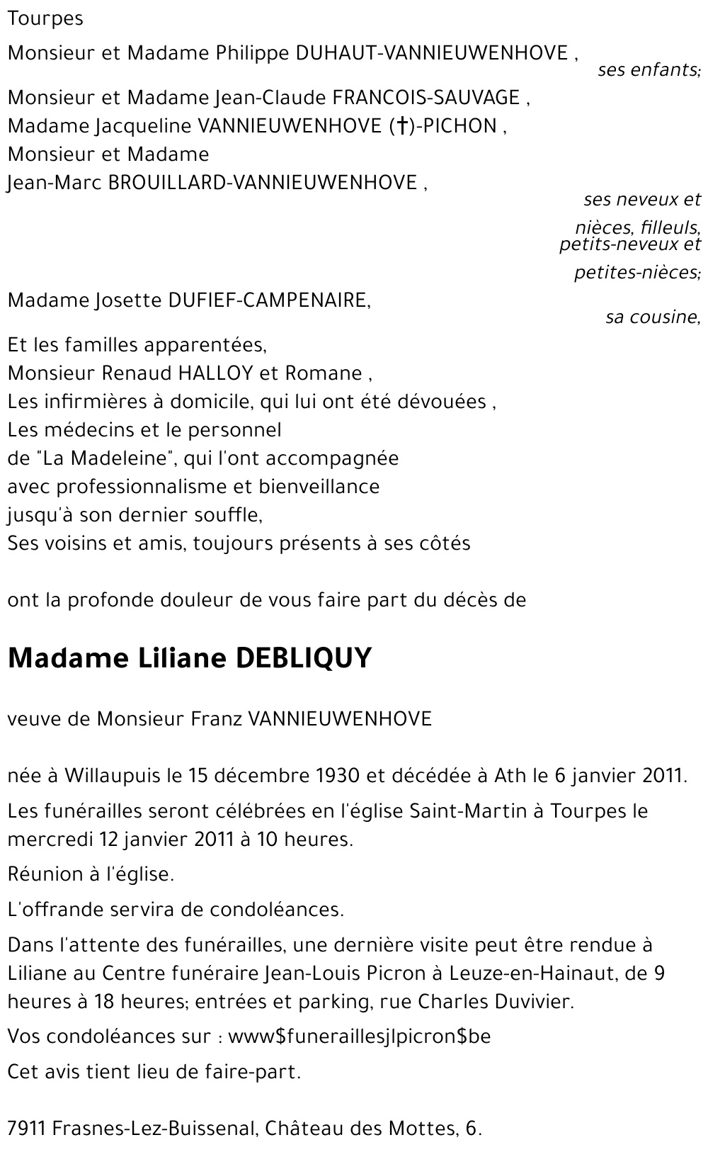 Liliane DEBLIQUY