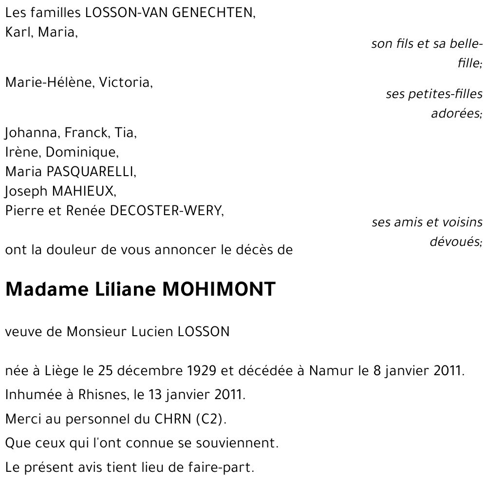Liliane MOHIMONT