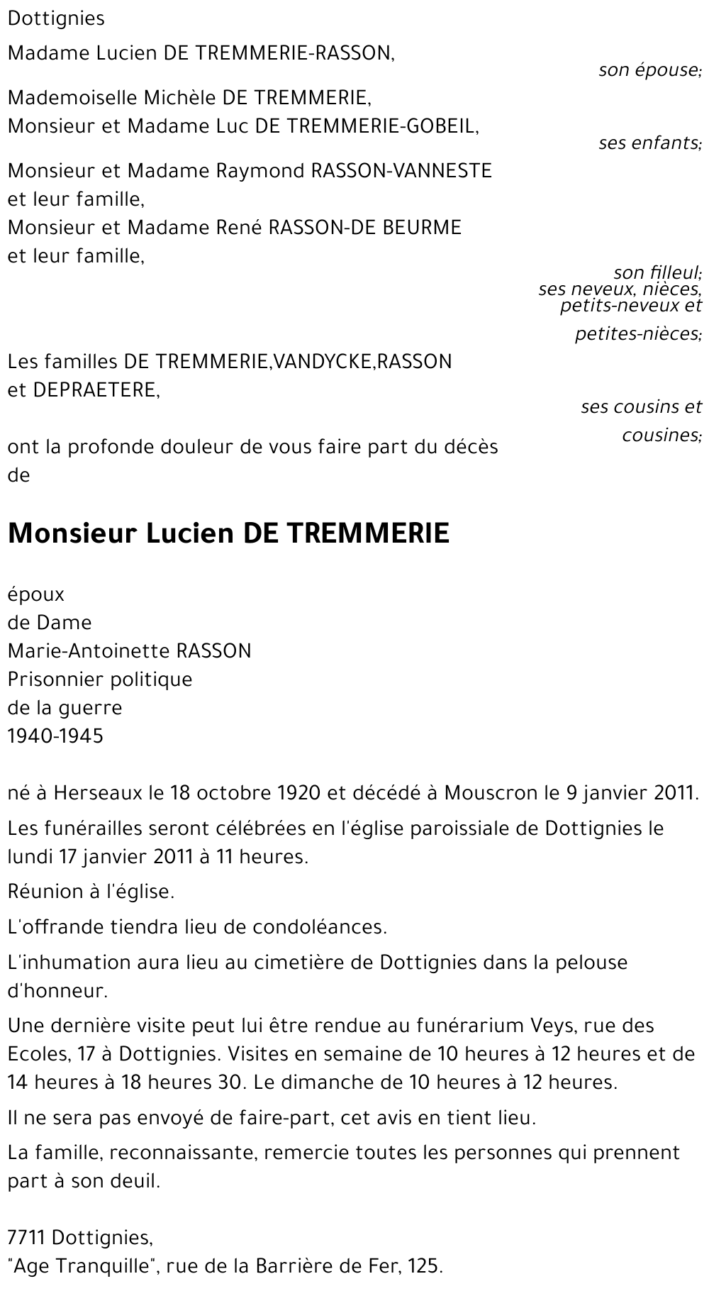 Lucien DE TREMMERIE