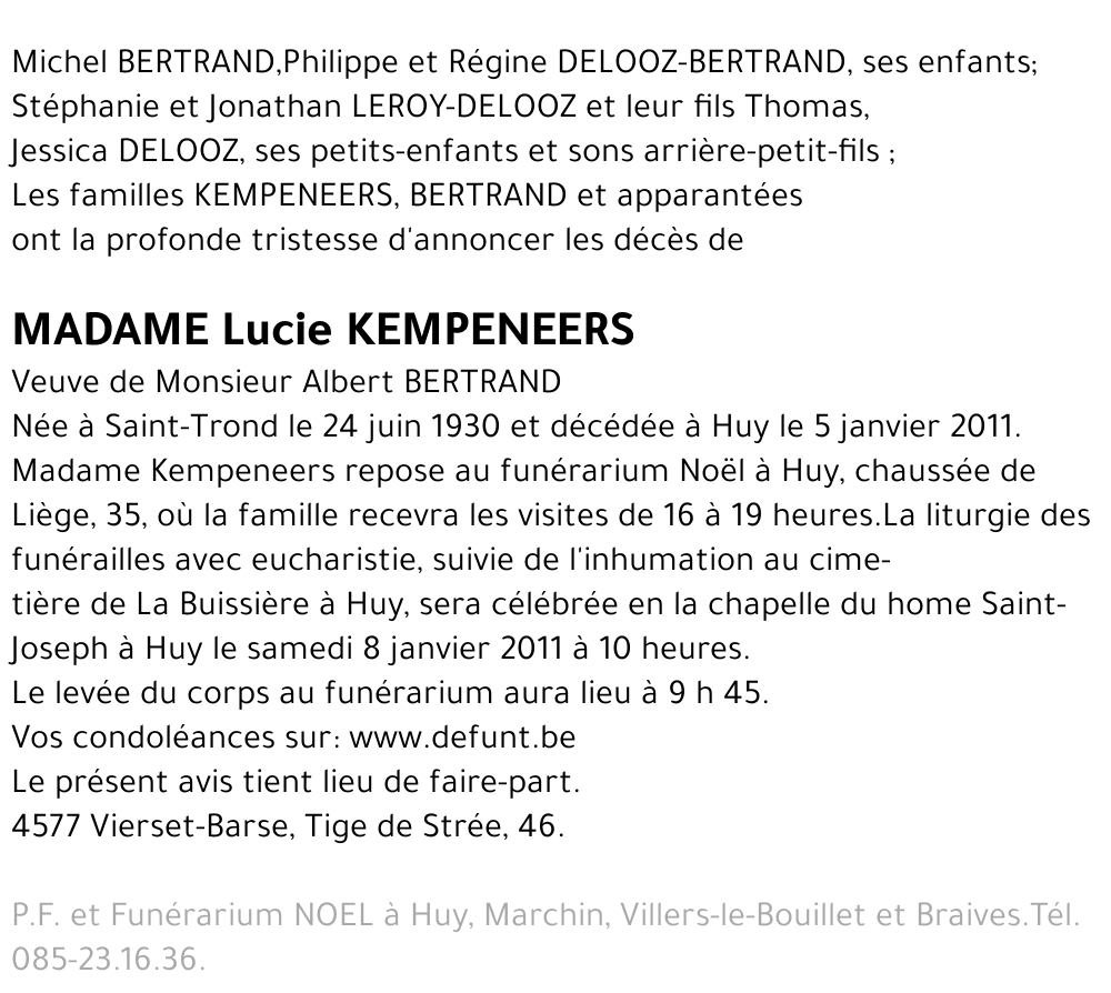Madame Lucie Kempeneers
