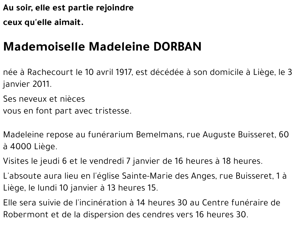 Madeleine DORBAN