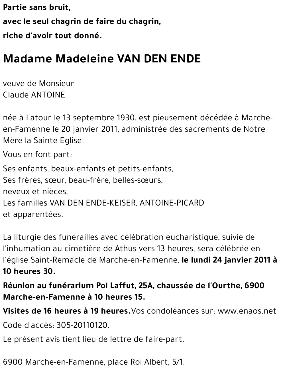 Madeleine VAN DEN ENDE