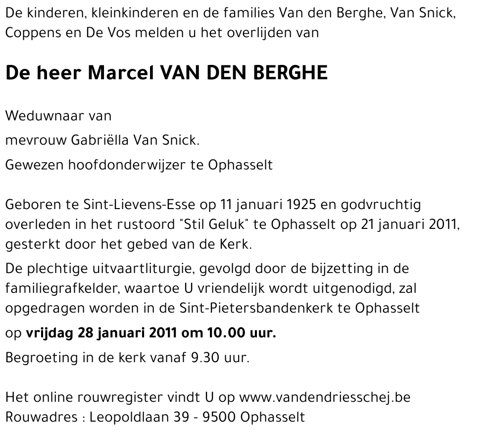 Marcel VAN DEN BERGHE