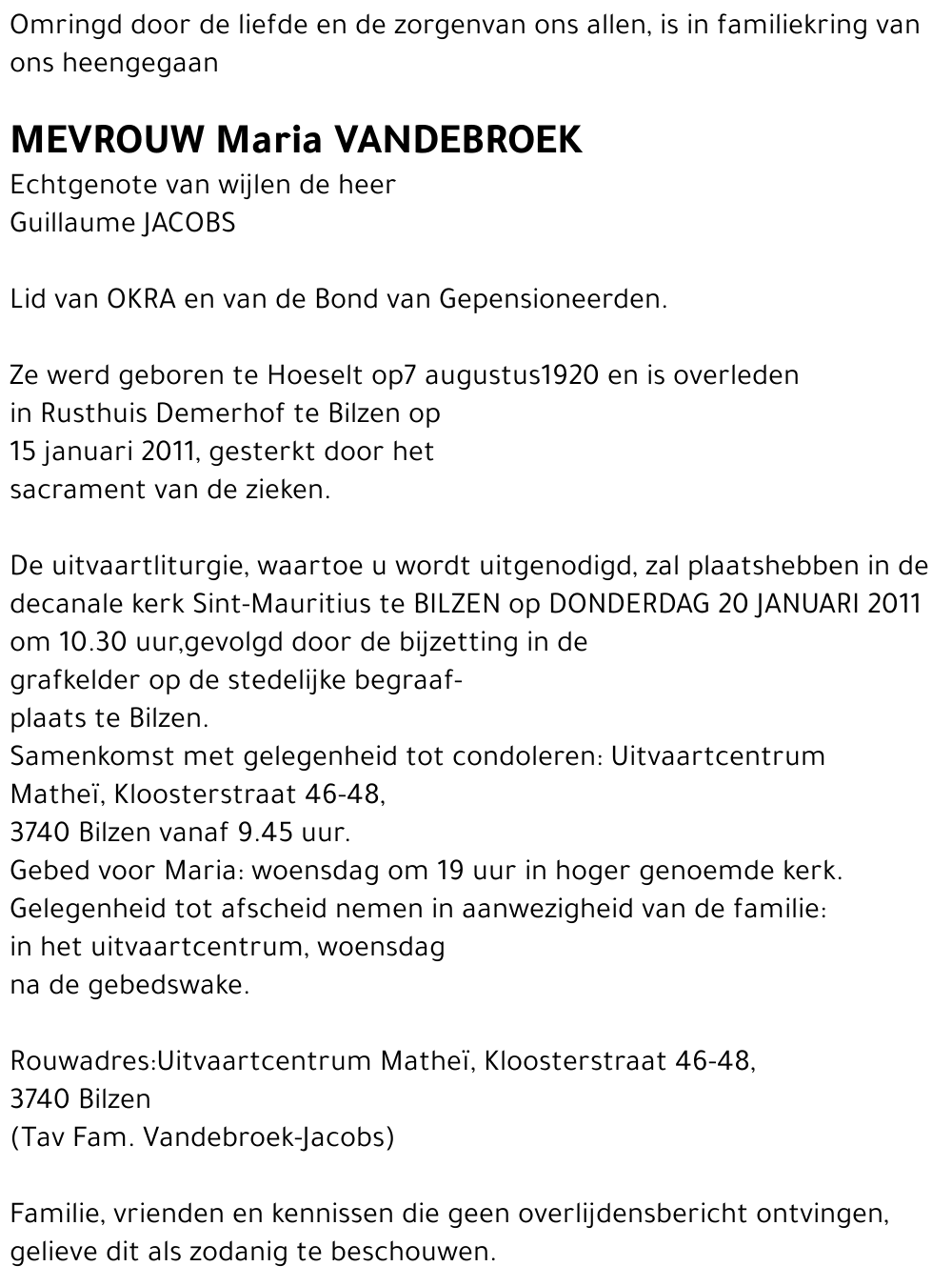 Maria VANDEBROEK