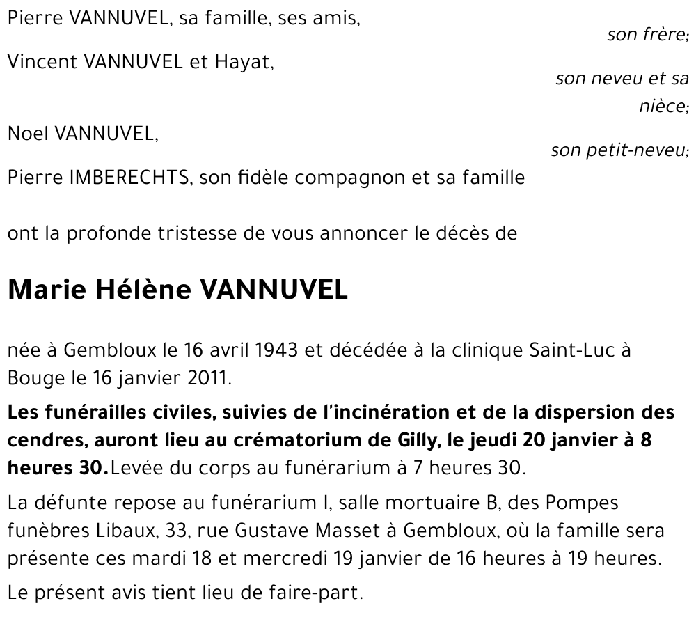 Marie Hélène VANNUVEL