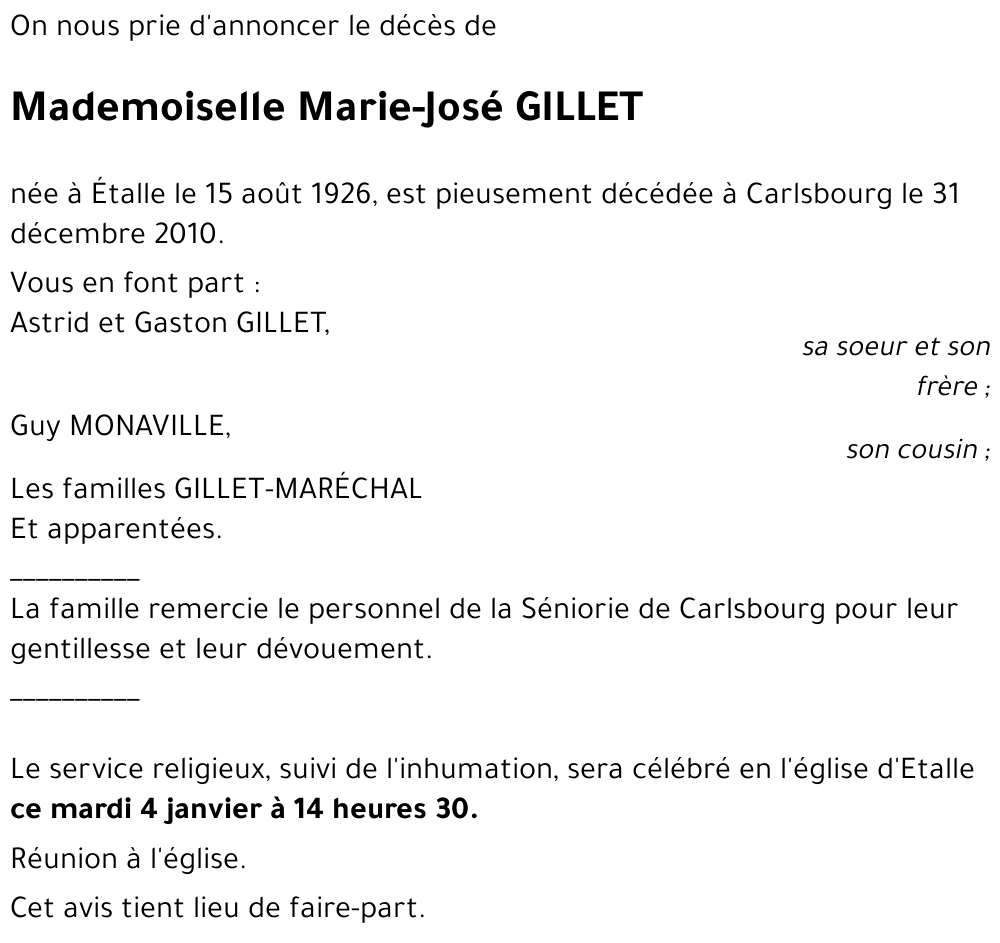Marie-José GILLET