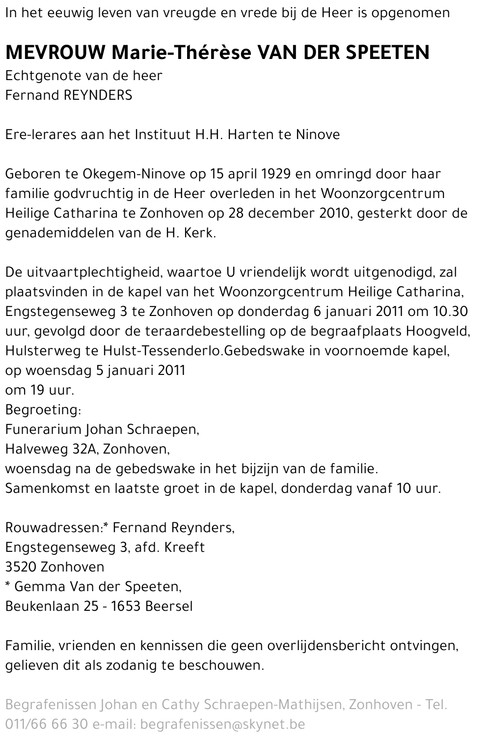 Marie-Thérèse Van der Speeten