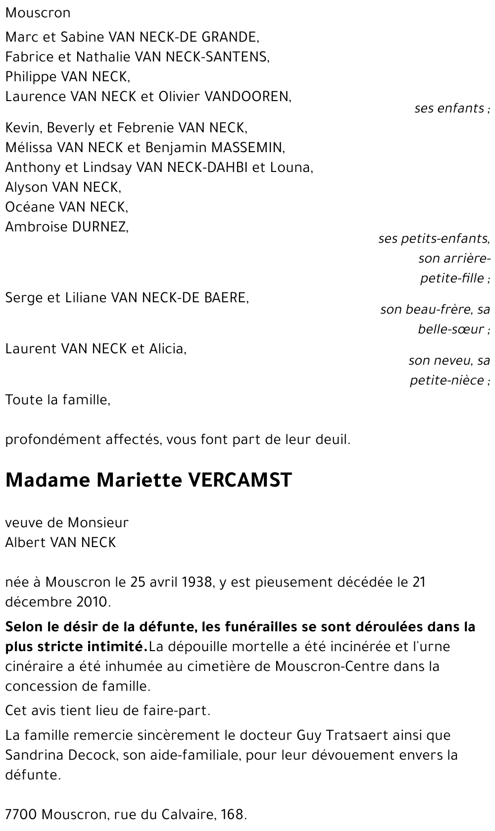 Mariette VERCAMST