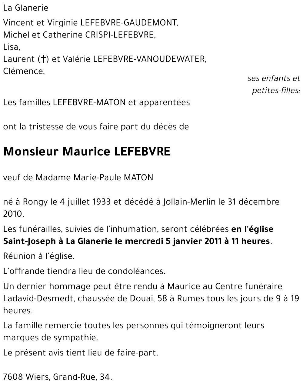 Maurice LEFEBVRE