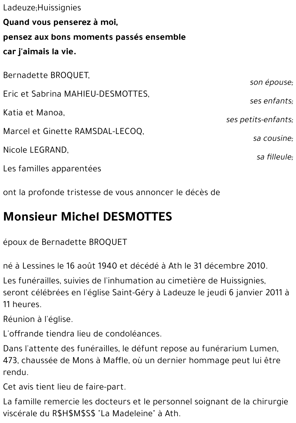 Michel DESMOTTES