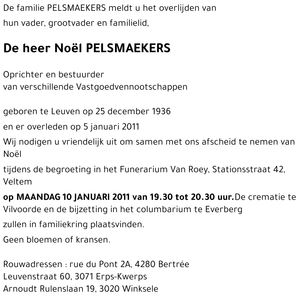 Noël PELSMAEKERS