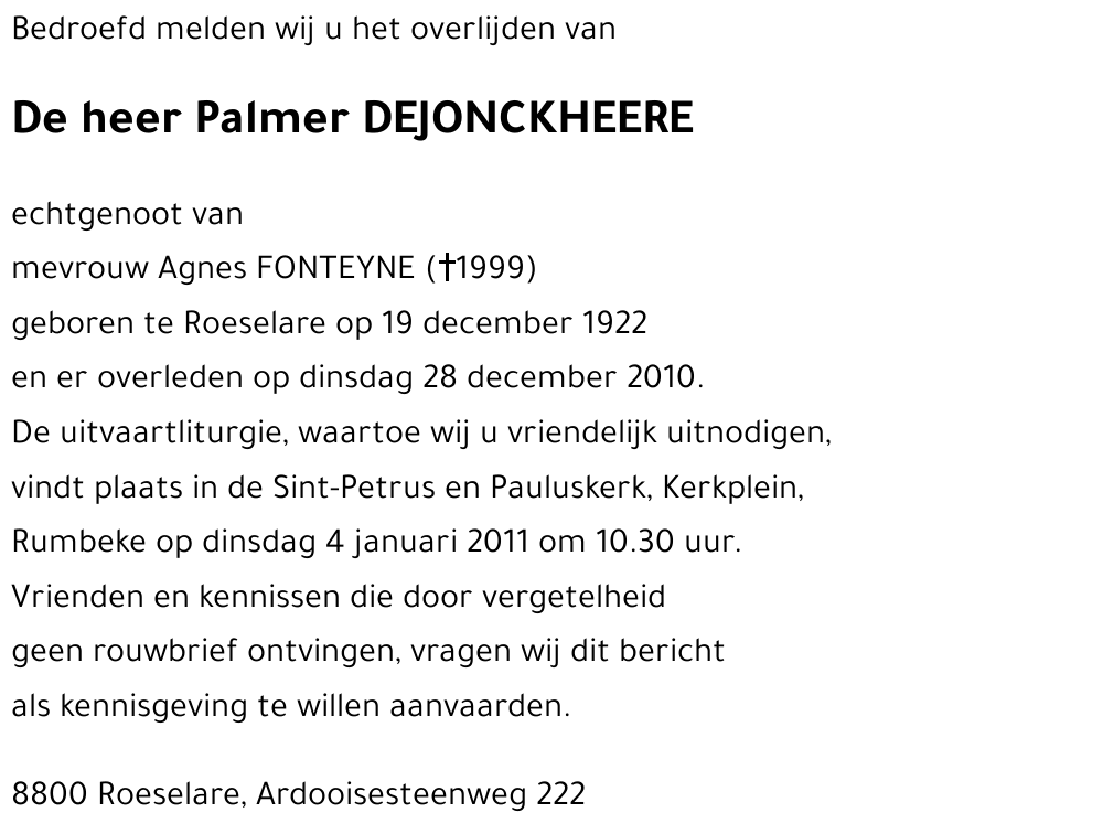 Palmer DEJONCKHEERE
