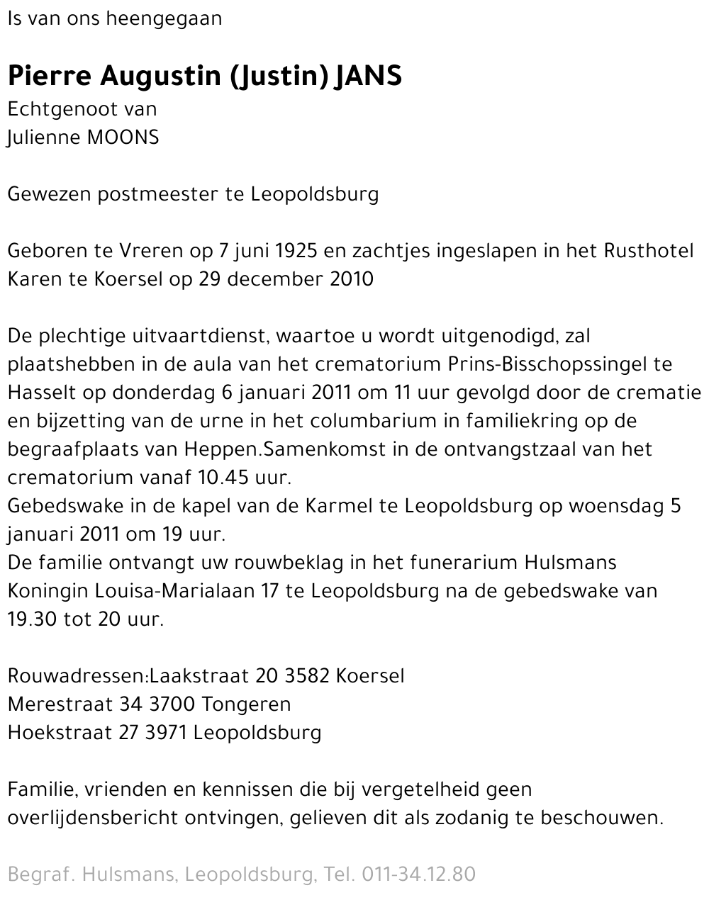 Pierre Augustin JANS