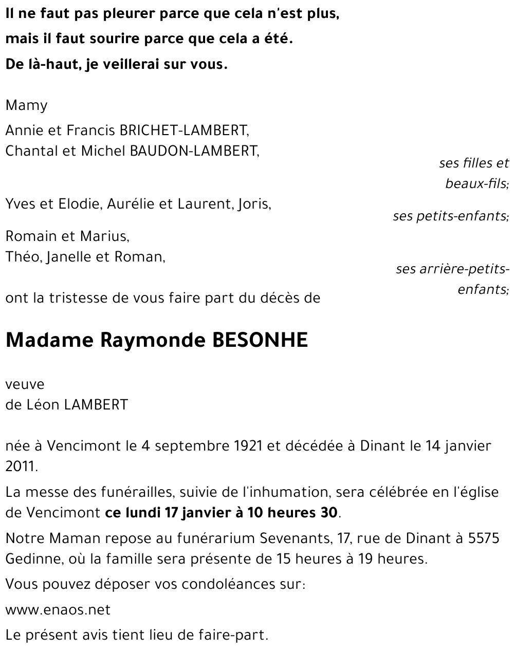 Raymonde BESONHE