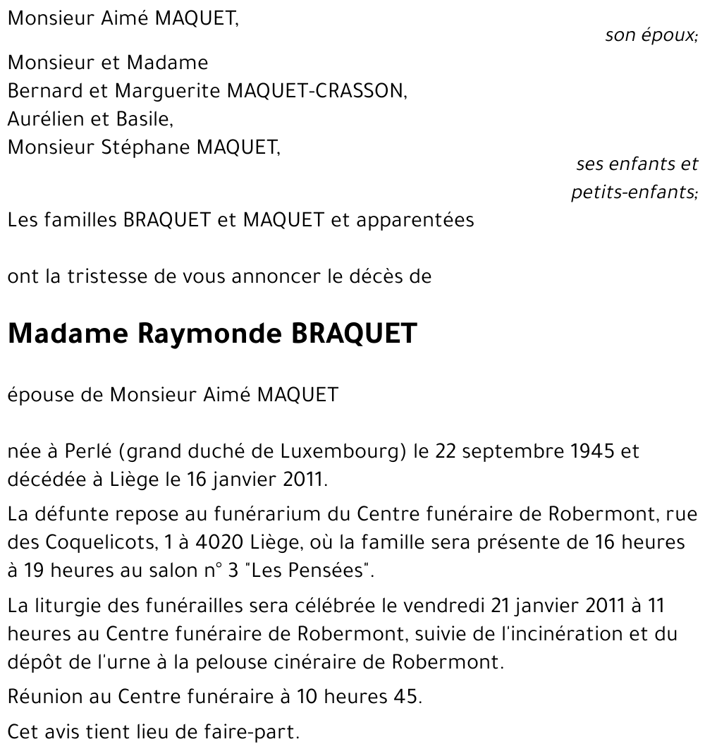 Raymonde BRAQUET