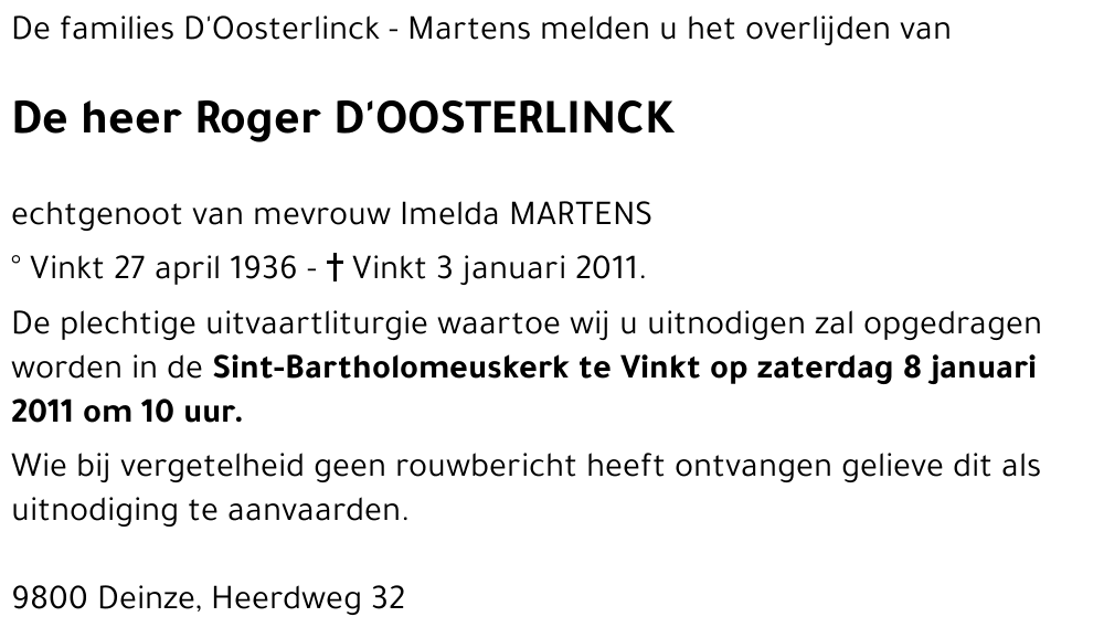 Roger D'OOSTERLINCK
