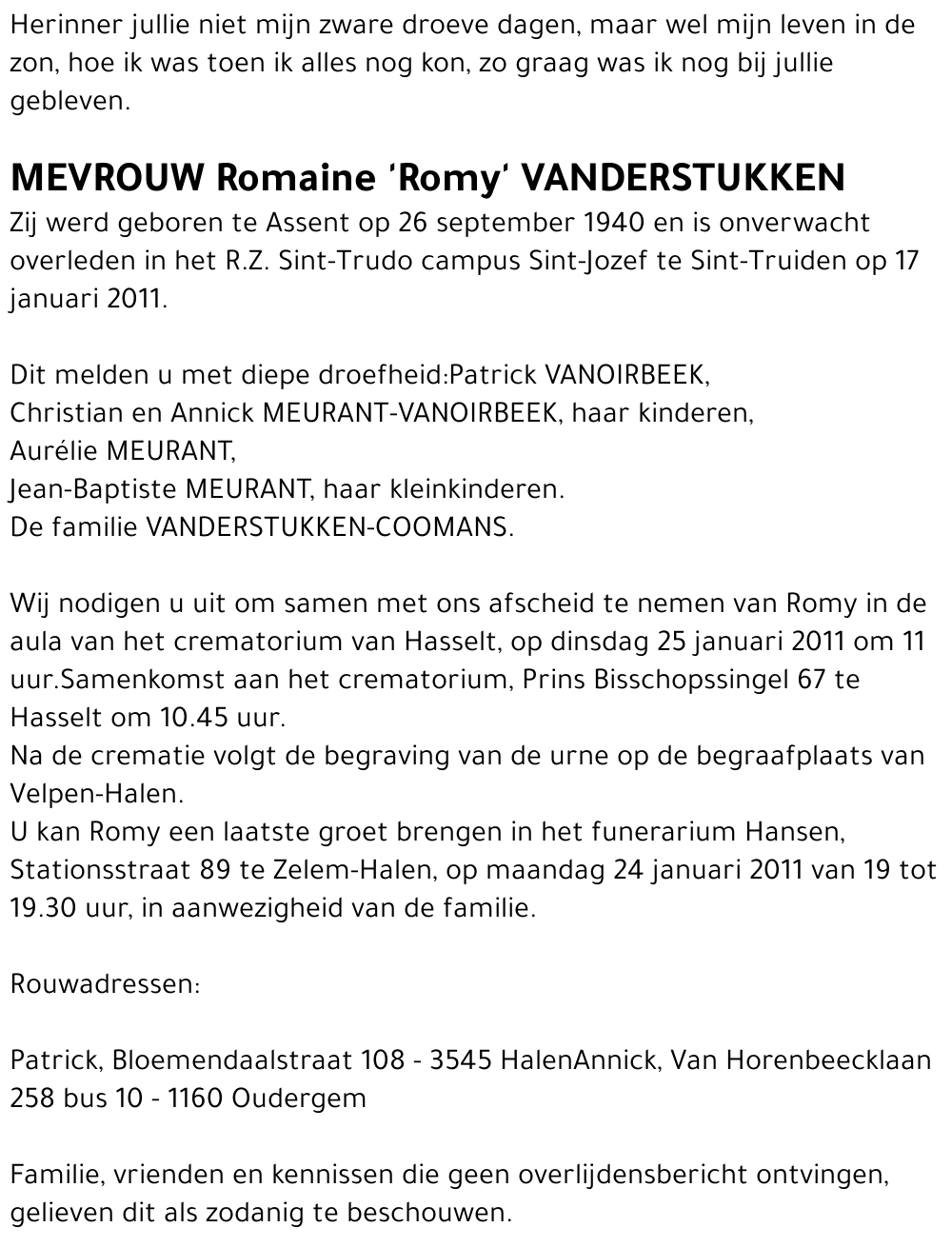 Romaine VANDERSTUKKEN