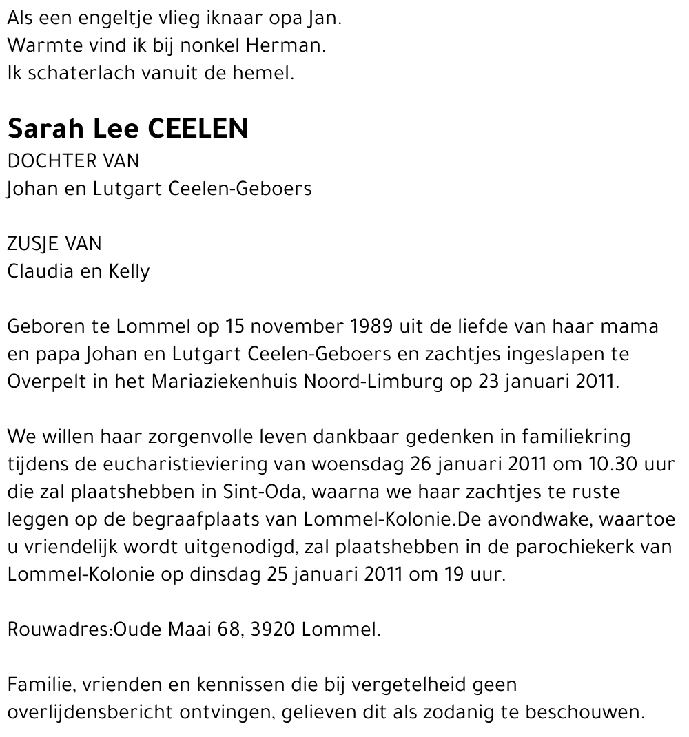 Sarah Lee Ceelen