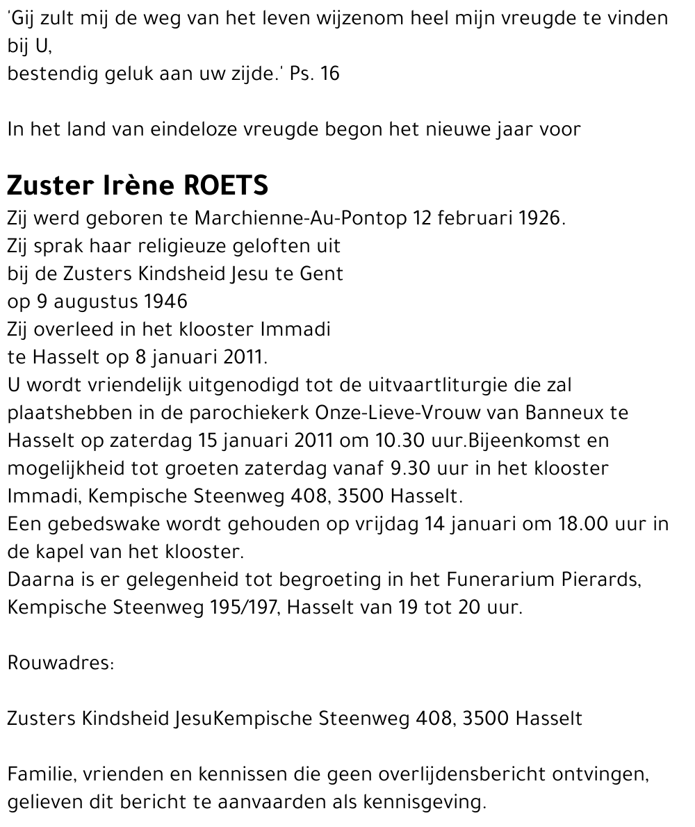Zuster Irène Roets