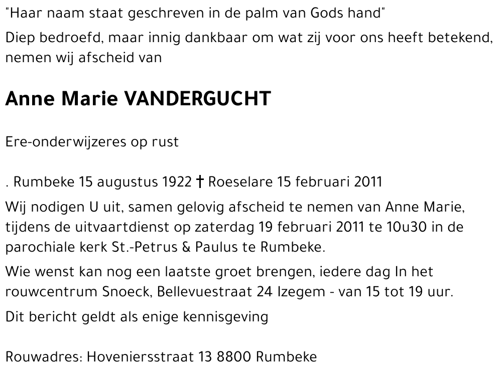 Anne Marie VANDERGUCHT
