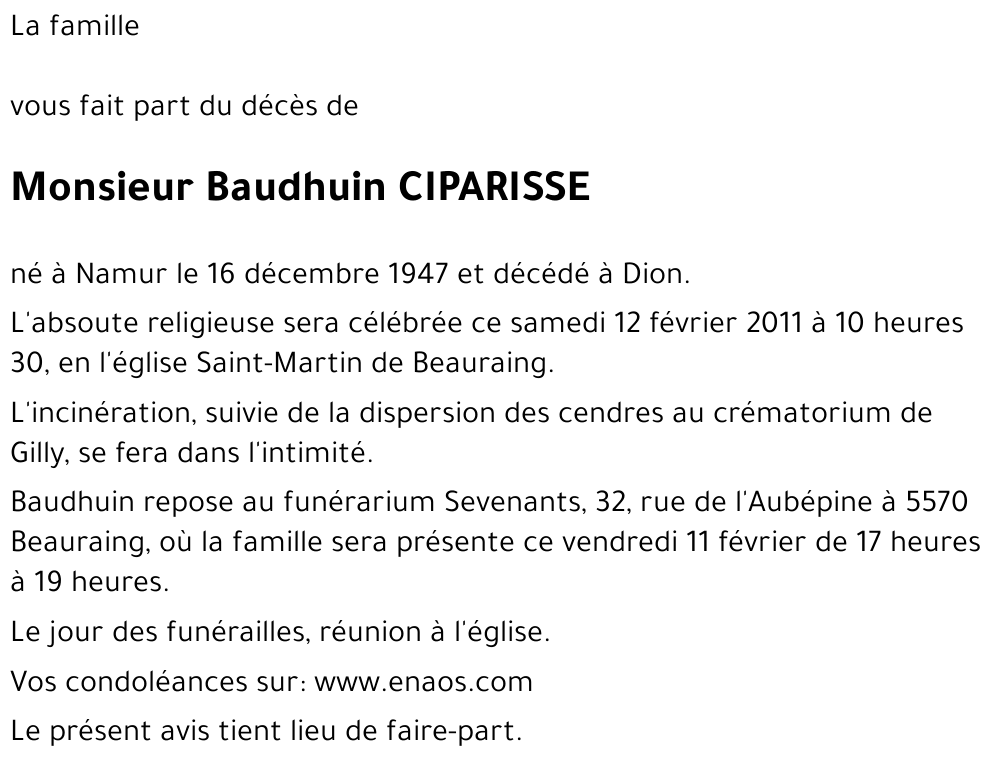 Baudhuin CIPARISSE