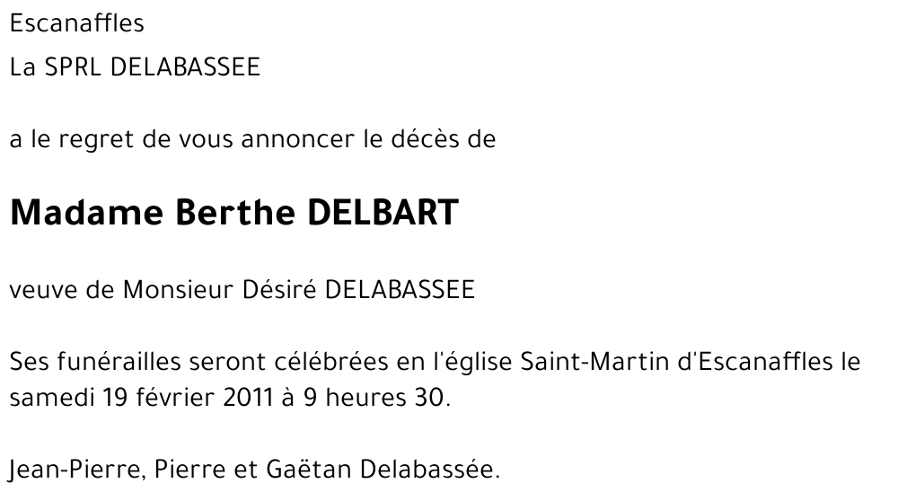 Berthe DELBART