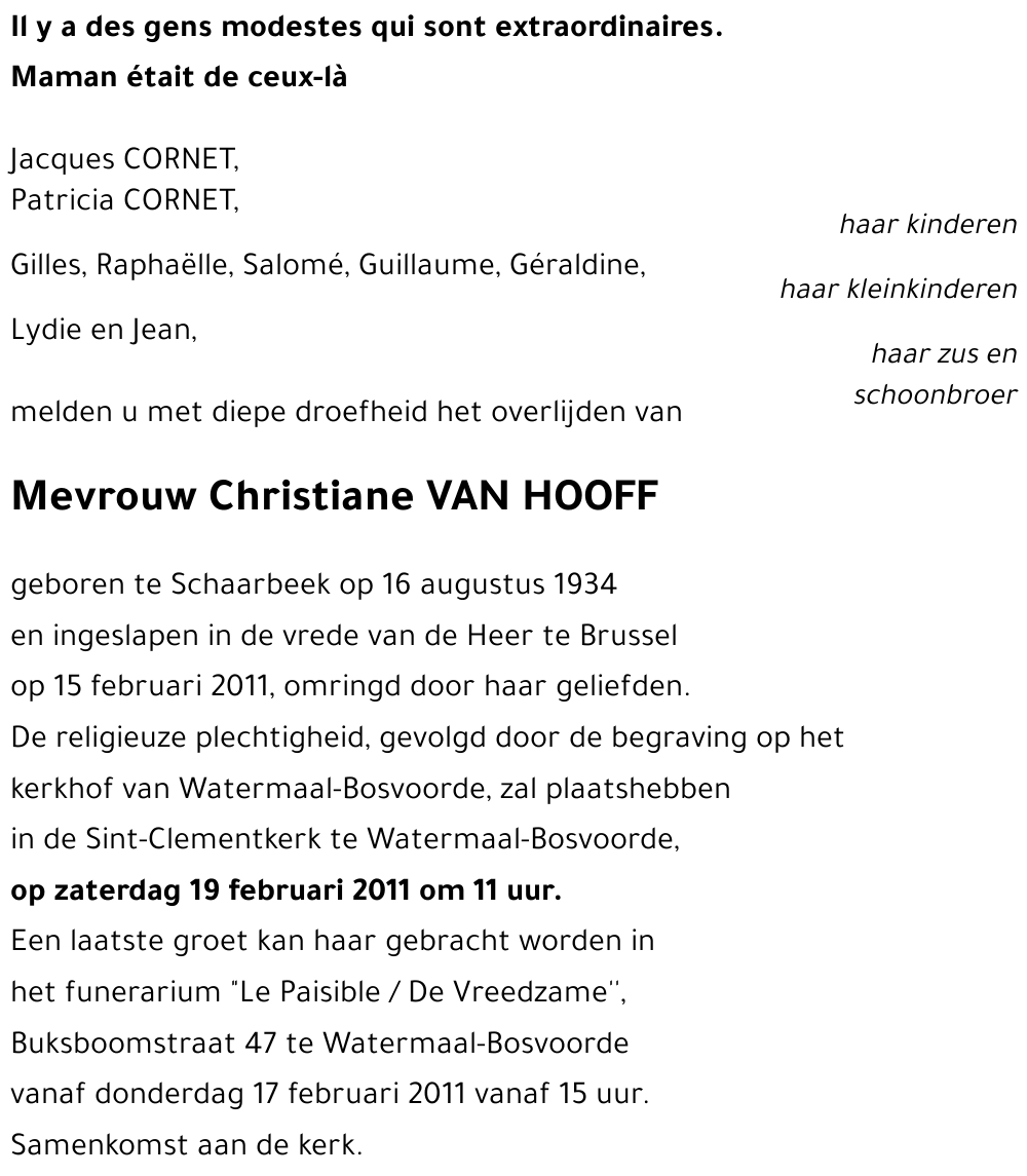Christiane VAN HOOFF