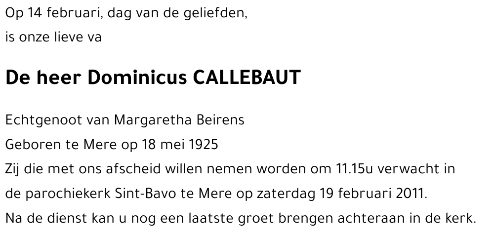 Dominicus CALLEBAUT